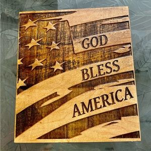 Handcrafted Rustic God Bless America Wall Art